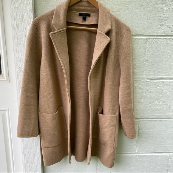 J Crew Sophie Open Front Sweater Blazer Tan Small - Picture 5 of 16